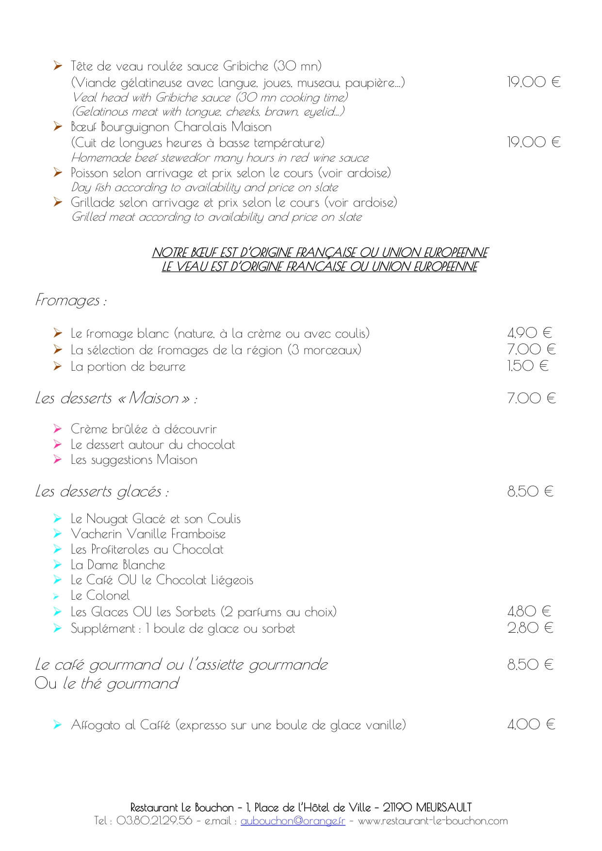 Accueil Restaurant le Bouchon